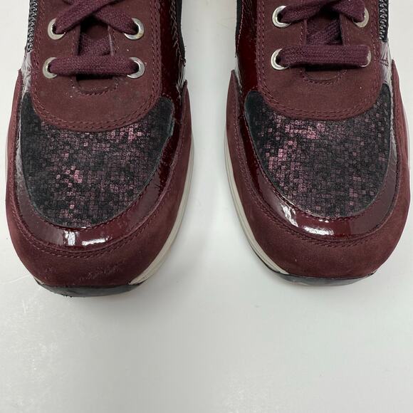 Mephisto YLONA Sneakers Women's 8.5 Marron Patent Leather Accents Metallic - Picture 9 of 13